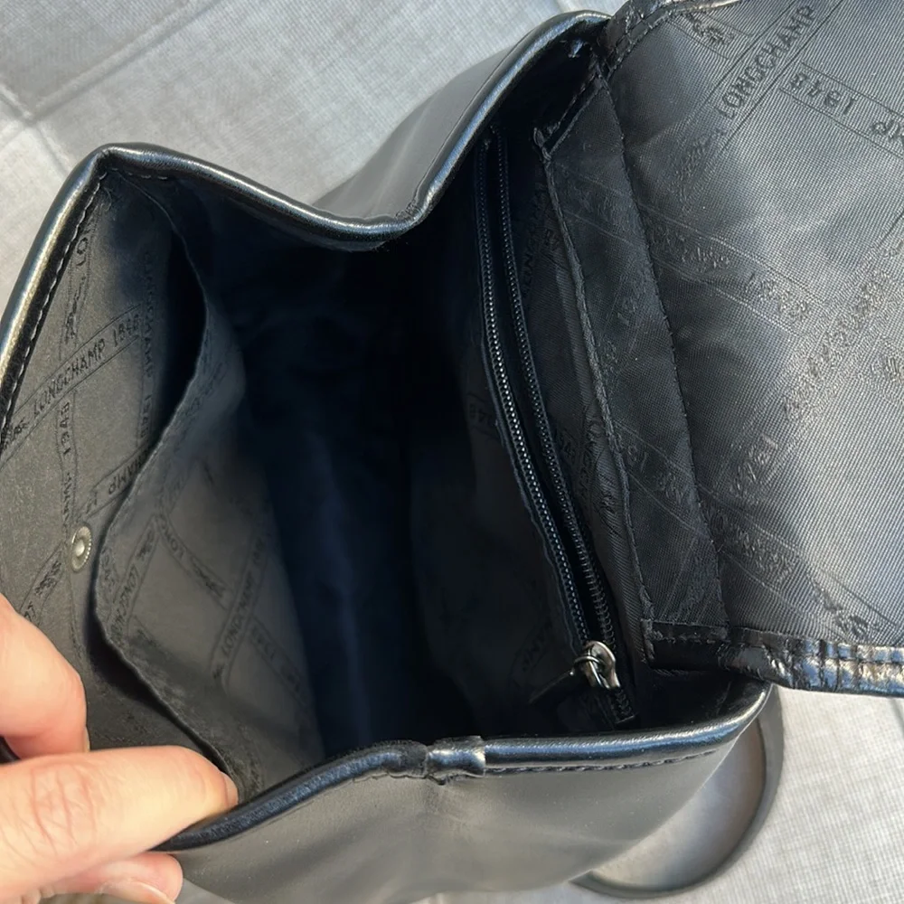 Longchamp Vintage Leather Adjustable Backpack - Black - Picture 5 of 9